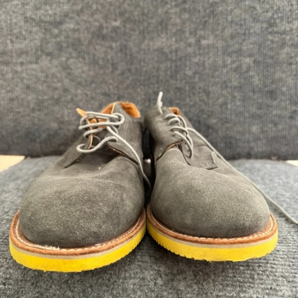 Walk-Over for J.Crew Mens 11 Grey Suede Derby Yellow Vibram Sole Made in USA